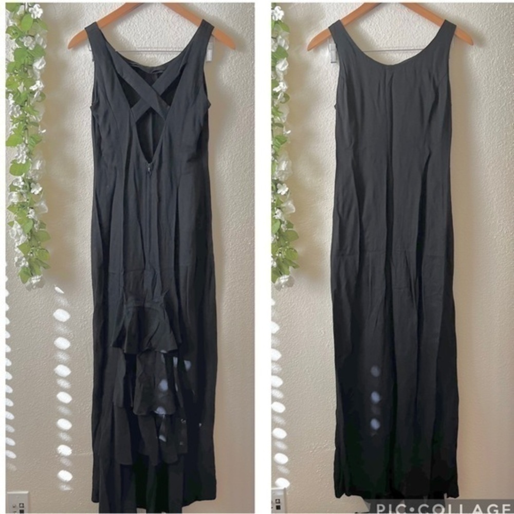Gunne Sax Jessica’s McClintock Vintage Black Sleeveless Ruffle Back Maxi Dress